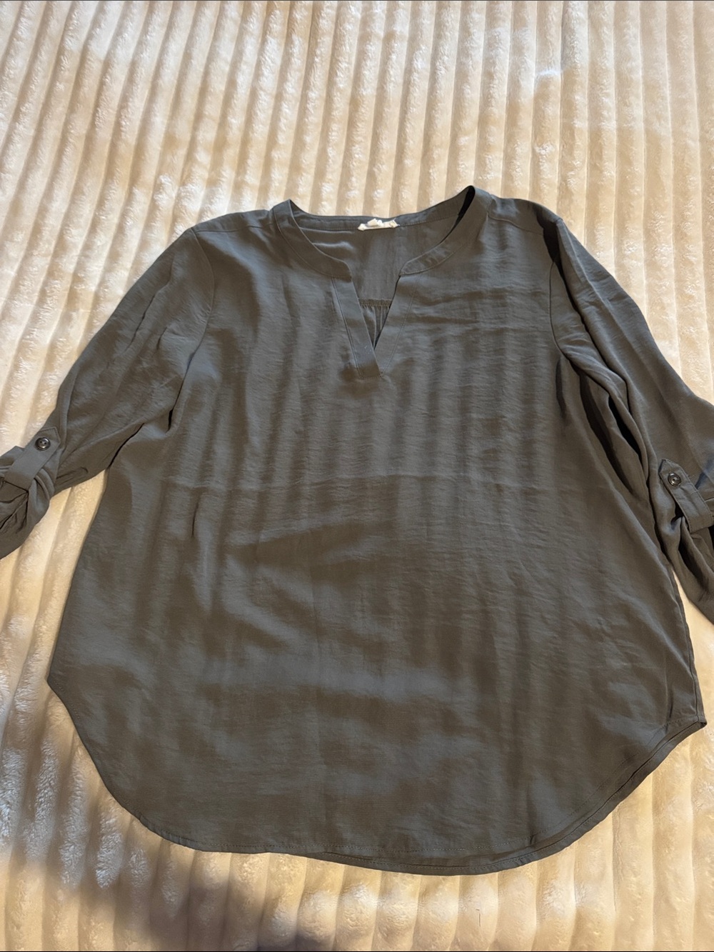 Maurices Slate Gray Split-Neck Roll-Tab Tunic